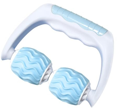 Tragbares Handmassagegerät als Rollenmassagegerät für Muskelentspannung | Abs Blau, Ergonomisch Geformt, Glatte Drehbewegung, Leicht zu Halten und Einfach Anzuwenden