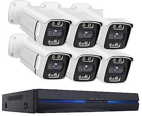Video Surveillance Camera POE 4K 8MP 5MP Color Night Vision Security Wireless Wifi Outdoor CCTV IP NVR Speaker System Kit Good Image Quality(4T,6 Camera 8MP)