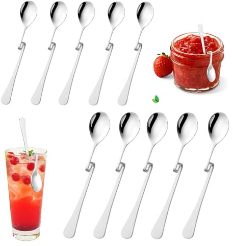 10 Stück Honiglöffel Edelstahl,Latte Macchiato Löffel,Marmeladenlöffel Zum Einhängen,Kaffeelöffel,Spiral Hängender Rührlöffel Marmelade Löffel,Für Sirup,Joghurt,Melasse-Honiglöffel