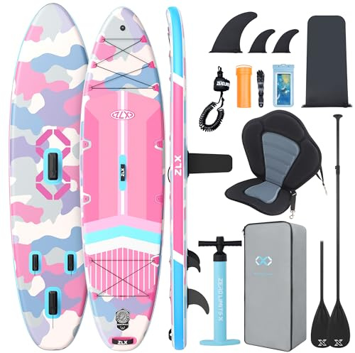 ZLX Stand Up Paddling Board 350x89cm,SUP Board Set,Stand Up Paddle mit Einzigartige Mittelfinne,Rutschfester Deckpad,Standup Paddle Board 250kg Tragkraft,für Erwachsene,Anfänger,alle Könnensstufen