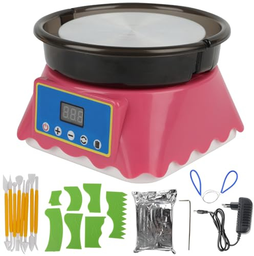 Electric Pottery Wheel, Mini Pottery Wheel with Shaping Tools | 0-200r/min Adjustable Speed, Metal Turntable and Removable ABS Basin, Easy to Operate, For Adults Beginners DIY Clay Art