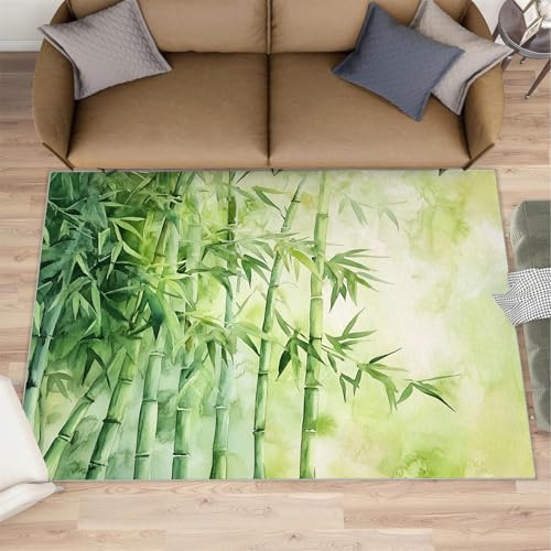 Bambus-Teppich, 70 x 120 cm, Aquarell, botanischer Badematte, orientalischer Charm-Läufer, Teppiche für Flur, waschbar, rutschfest, weich, kleiner Teppich für Heimdekoration
