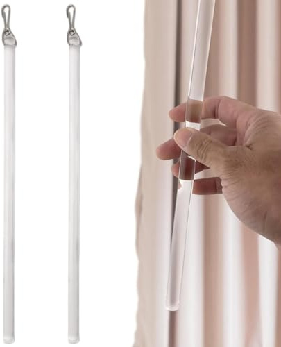 2Pcs Curtain Pull Wand 17in Invisible Transparent Plastic Curtain Opener with Clip Quick & Convenient Pull Rod for Openng & Closing