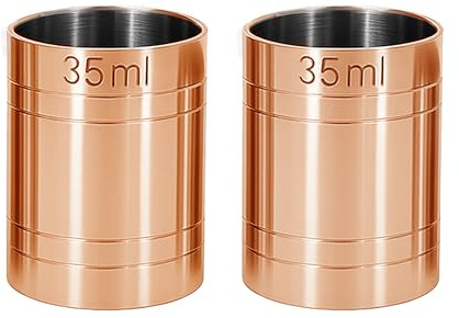 Chabrias Ltd 2 Pack 35ml Copper Premium Stainless Steel Copper Thimble Measure Barware Professional Spirit Measuring Cups, Home Bars, Cocktail Stations & Bartenders, Government Stamped