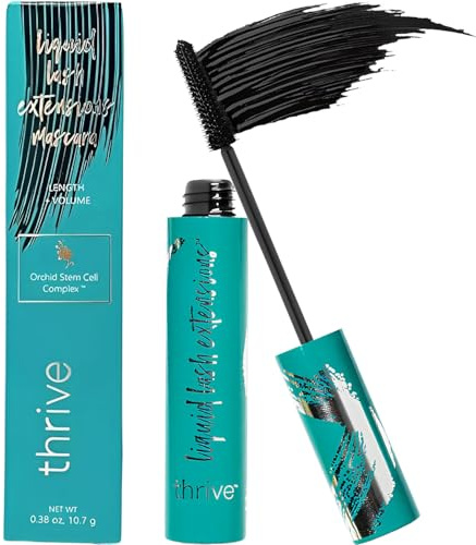 Thrive Mascar a Liquid Lash Extensions, Tubing Mascara Cosmetics Natural Lengthening Volumizing Eye Makeup, Waterproof & Smudge-Proof, Long-Lasting No Clumping or Flaking (Rich Black)