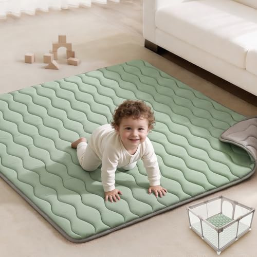 Blissful Diary Alfombra Bebé Acolchada 127x127cm, Tapete Bebé | Colchoneta Bebe Suelo, Antideslizante Tapete actividades bebe, Lavable Alfombra juegos bebe, Regalo esencial para bebé