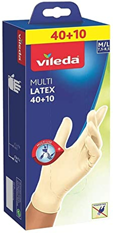 Vileda jetables Multi Gants en latex, Medium/Large, Lot de 50