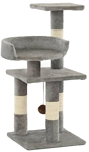 vidaXL Katzen-Kratzbaum mit Sisal-Kratzsäulen 65 cm Grau