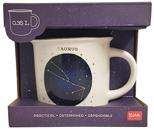Legami - Tazza, Count Your Lucky Stars, Tazza in Porcellana New Bone China, Segno Zodiacale Laminato in Oro, Utilizzabile in Lavastoviglie, Capacità 350 ml, Tema Taurus