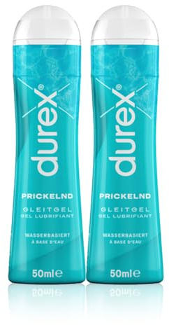 Durex Gleitgel Prickelnd - Gleitmittel auf Wasserbasis für Sex mit prickelnden, kühlenden & wärmenden Effekten – Kondomgeeignet (2 x 50 ml)