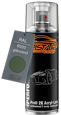 TRISTARcolor RAL 6020 Chromoxidgrün glänzend 2K-Acryl-Lack Spraydose | Sprühdose 400 ml, schnelltrocknend