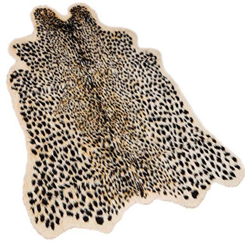 Leopard Area Rug Animals Printed Hide Mats Faux Fur Cowhide Skin Carpet for Home Office, Living Room, Bedroom, 5.2ft x 6.5ft (160 x 200cm)