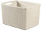 Curver Juliet- Cesta Rectangular Grande 20L, Almacenaje, Ordenación, 100% plástico Reciclado, Acabado Yute, 36x28xH23 cm, Blanco