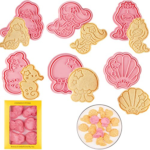 6 Pcs Sirènes Moules Biscuits,Moule à Biscuit,Forme de Biscuit Sirènes,Moule à Biscuits en Plastique de Sirènes 3D,Emporte Pièces,pour Décoration de Fondant Biscuit Cookie