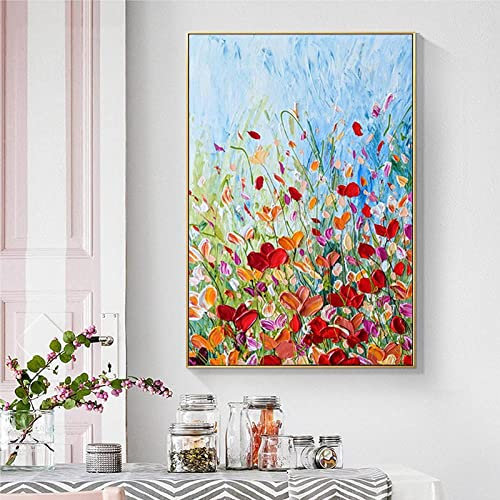 tymhrs Acrylbild,Kleine Blumen-Ölgemälde-Abstrakte Nordische Blumenmalerei, Handgemalt Auf Lein