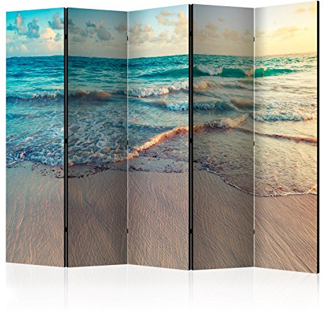 murando - Paravent Raumteiler Strand am Meer, 225x172 cm, 5-teilig, modern | Mobiler Sichtschutz, sofort einsatzbereit, Holzrahmen, ideal fürs Wohnzimmer oder Büro, geruchsneutral, lichtbeständig