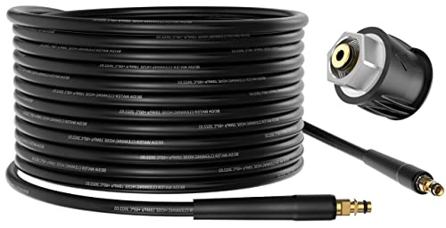 OHAYORI 15M High Pressure Washer Hose Jet Wash Replacement Hose with Quick-Fitting Pipe Union A for Karcher K2 K3 K4 K5 K6 K7 Car Wash Water Gun (M22 14MM Hose Connector & Quick Adapter for Karcher)