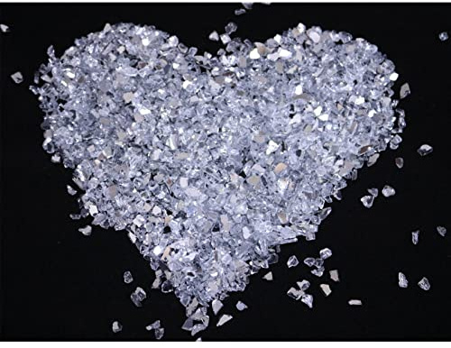 Bairdish Mirror Broken Glass Pieces Glitter Sprinkles 2-4mm Glass Grains Colorful Irregular Blunt for Nail Arts Craft DIY Mobile Fish Tank Filler Jewelry Phone Case Making (100g)