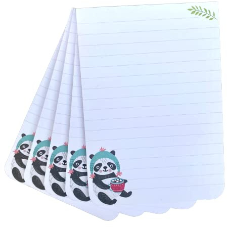 Notizblöcke DIN A7 I Motiv Panda I 5 Stück I 25 Blatt | liniert