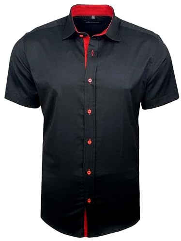 Baxboy B-455 - Chemise à manches courtes pour homme - Coupe ajustée - Facile à repasser - Pour affaires, mariage, loisirs - Moderne - B-455 - Taille S à 4XL