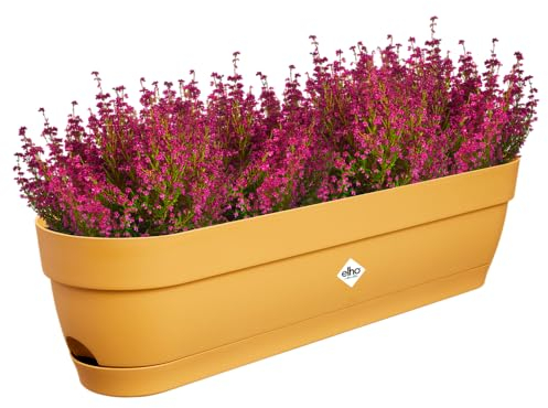 Elho Vibia Campana Trough 70 - Jardinera por Balcón - Ø 69.0 x H 17.0 cm - Amarillo/Honey Yellow