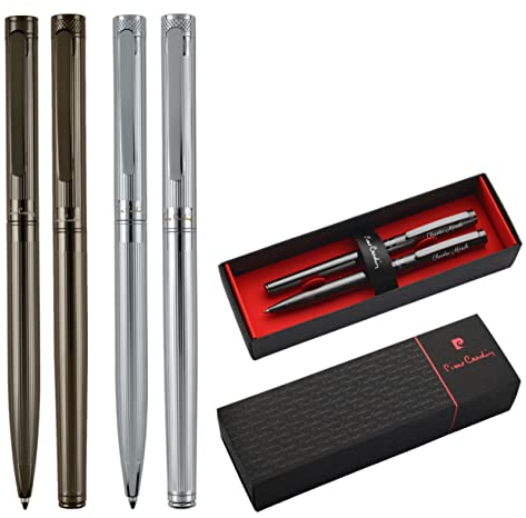 Pierre Cardin® RENEE Set aus Kugelschreiber und Rollerball Pen mit Gravur | Premium Stift Etui | edel | personalisiertes Geschenk | Namen | graviert | Jahrestag | Geburtstag (Silber)