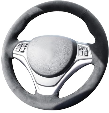 Alfanxi Handstich Alcantara Lenkradbezug Kompatibel mit BMW M3 E90 E92 E93 2008-2013 (Keine Streifen)