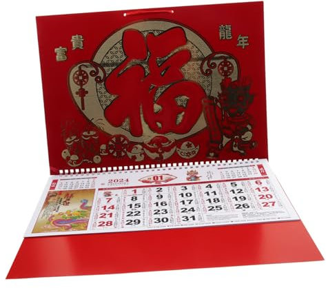 EXCEART Hängekalender Traditionell Chinesisch Wandkalender Kalenderplaner Jahreskalender Mondkalender Aus Papier Kalenderdekoration Für Büro Und Zuhause