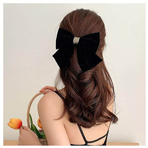 Inateannal Schwarzer Samtbogen Haarspangen Satinbogen Haarspangen Großer Samtbogen Haarspangen Französischer Winterbandbogen Kopfklammer Bogenknoten Haarspangen Haarschmuck Für Frauen Und Mädchen