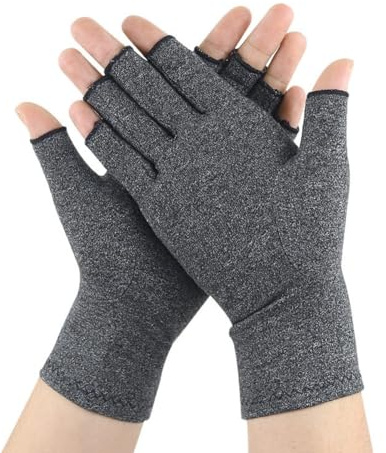 Wisafory 1 Paar Arthritis Handschuhe Fingerlose Handschuhe Baumwolle Kompressionshandschuhe Rheumatische Arthrose Druckhandschuhe Half Fingerhandschuhe für Manner und Frauen Grau S