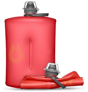 HydraPak Stow (1L, 32oz) - Rouge - Bouteille d'eau pliable - Bouteille de voyage ultra légère et pliable, flacon souple pour ski, randonnée, vélo ou escalade