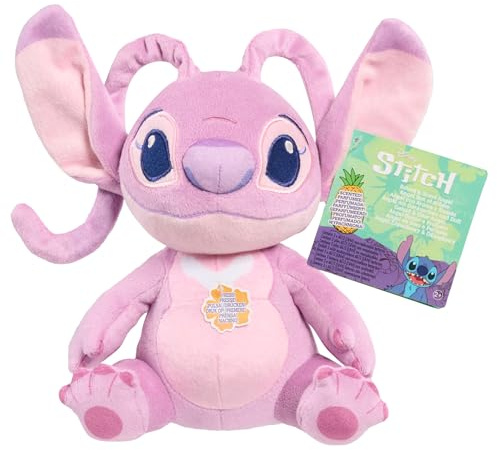 Just Play Peluche piccolo Disney Stitch Suono e Profumo da 15 cm Angel, Rosa, Giocattoli per bambini dai 2 anni
