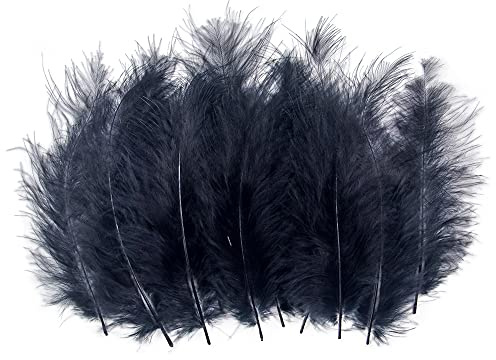 50pcs 4-6 Inches Fluffy Turkey Marabou Black Feathers for Crafts Dreamcatcher Fringe Trim Colored Feathers Accessories Pack