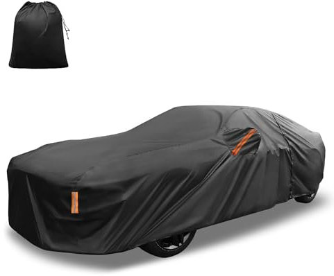 X AUTOHAUX Car Cover for Ford for Mustang Aluminum Film Outdoor Waterproof Sun Rain Snow Hail Protection with Driver Door Zipper