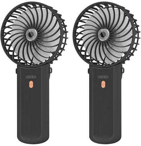 Lepwings Mini Ventilateur Portable - 2 Pièces de Poche USB Rechargeable, 4 Vitesse et 5,5-16 H de Travail, 180° Rotation, Pliable pour Maison, Bureau, Voyage - Noir