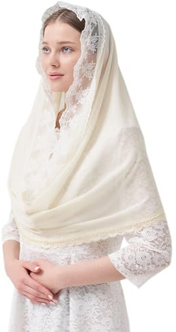 Leimandy Beige Infinity Chapel Veil Chiffon Infinity Scarf Shawl Wrap Church Head Scarf & Hijab for Muslim Women Daily Prayer V96 (Beige)