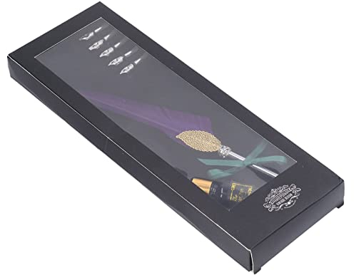 Emoshayoga Quill Pen Quill Pen Set Exquisite Feder Design Kalligraphie Stift mit Tintenflasche, Metallfeder, Hohlstil, SP101014 Lila
