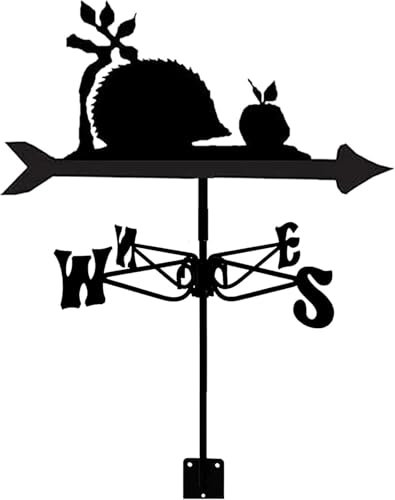 Wetterfahne Igel Wetterfahne aus Edelstahl, Windrichtungsanzeiger, Bauernhof Szene, Windfahne mit Rostschutzbeschichtung, korrosionsbeständige Wetterhahn-Messwerkzeuge(A)