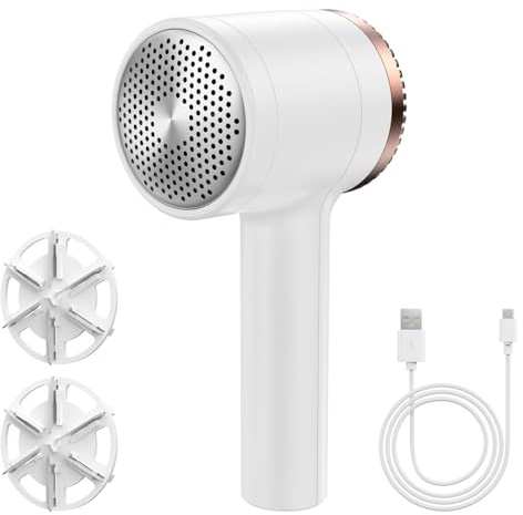 Lint Remover, Rechargeable Bobble Remover for Clothes, Portable Fabric Shaver, Clothes Debobbler with 3 Speeds, Defuzzer, Remove Fuzz, Lint Balls, Fluff Remover for Clothes&Carpet (3 Blades Included)