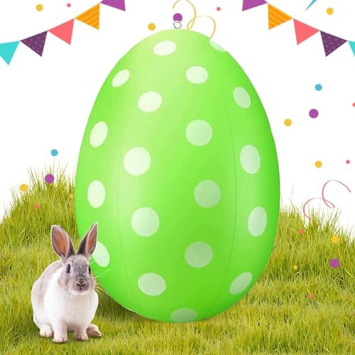 Riesige bunte Ostereier – Aufblasbare Ostereier | 60 cm große aufblasbare Ostereier zum Aufhängen | Ostereier in die Luft sprengen | Fröhliche Ostern-Luftkaninchen für den Garten-Rasen-Garten-Feiertag