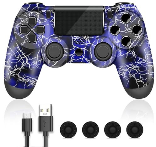 gamtooy Controllore wireless compatibile con la console Play4/Slim/Pro, sostituzione del controller Play4, controller PC cablato, con giroscopio a 6 assi, touch pad
