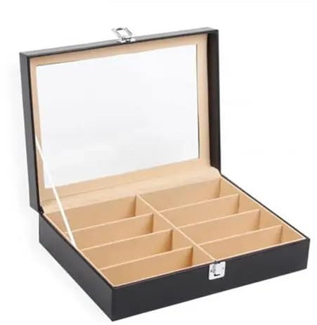 SHAOYI Brillenbox 8-Gitter Brillenetui Brillen Sonnenbrillen Display Aufbewahrungsbox Halter Organizer Brillenbehälter mit klarem Deckel Brillenkoffer