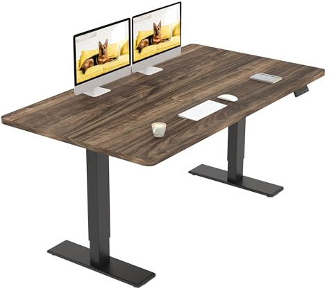 SANODESK Höhenverstellbarer Schreibtisch 140×70 cm – Elektrischer Standing Desk mit Dualmotor, Stabiler Sitz-Steh-Tisch für Home Office und Büro(schwarz+braun)