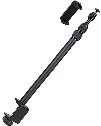 Mikikit Support de Table pour Caméra Tige Télescopique 38.5-93.5cm et Tête Sphérique en Alliage D'aluminium pour Smartphone et Appareil Photo