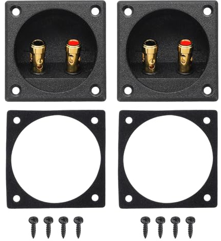 sourcing map 2Pcs 2 Inch Speaker Box Terminal Cup, 2-Way Subwoofer Plug Connector Double Binding Posts Spring Loaded Jack for Car Stereo Speaker Wire Sub Box