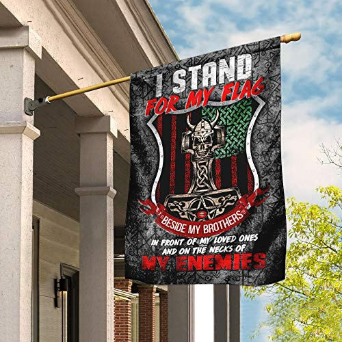 Je Défends Ma Hache De Guerrier Viking Odin Drapeaux De Pirate Durable Drapeau De Décoration Coupe-Vent Et Étancheune Drapeaux De Vacances Décoration Pour Extérieure Balcon Maison M
