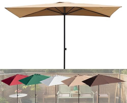 AGKANVCVNT Demi Parasol Balcon, Parasol Rectangulaire De Jardin Exterieur, Hauteur Réglable, Demi Parasol, Parapluie De Terrasse pour D'appartement, Café, Contre Mur, 250x130cm(Khaki)