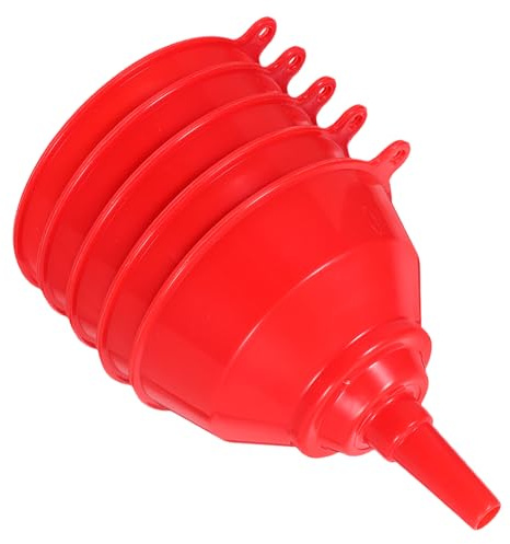 Cabilock Entonnoirs Rouges à Large Ouverture et Résistant la Chaleur L'huile en Plastique Ensemble de 5 pour Transfert D'huile et Liquides Liquides Cuisine