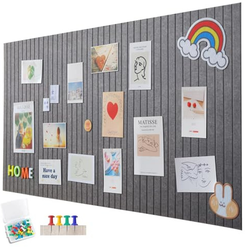 Große Filz Pinnwand Selbstklebend ，60 x 40cm Filzboard，dekorative Pinnwand aus Filz， 0,9cm dick，faltbare Fototafel Memotafeln Memo Boards Bulletin Board Wanddekoration für Büro Küche,Mondlichtgrau