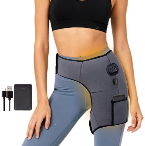 WRQIOO Kabelloses Hüfte Heizkissen, Wärmegürtel Hüfte, 3 Wärmestufen, 6 Vibrationsmodi, mit 5000 mAh Powerbank, Heiz-Hüftstütze für Frauen, Männer